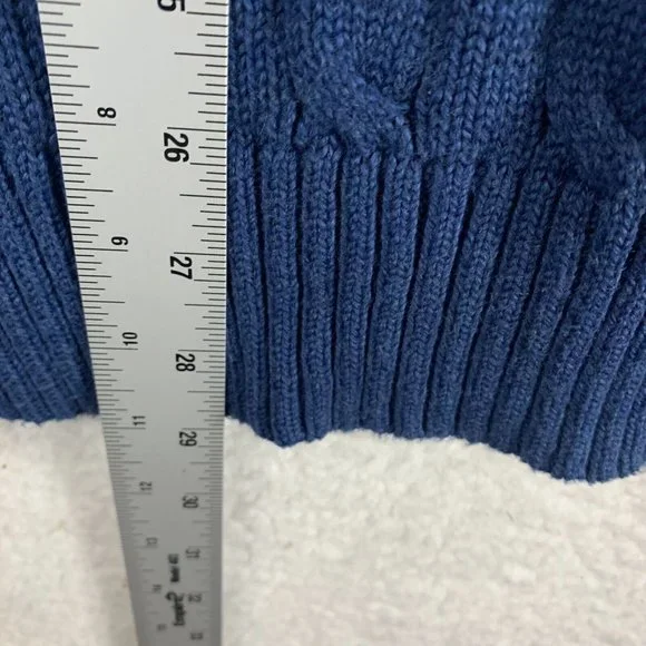 Polo Ralph Lauren Sweater Mens XL Blue Cable Knit Long Sleeve Crew Pullover 7283